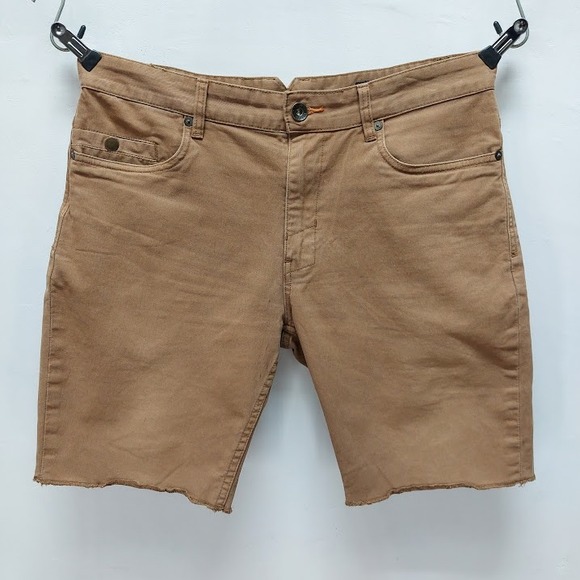 Roark Revival Other - Roark Revival Shorts Mens 33 Brown Raw Hem Cut Off Stretch Denim Chino Utility